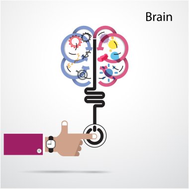 Brain opening concept.Creative brain abstract vector logo design clipart