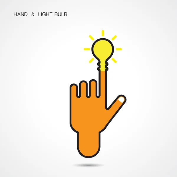 stock vector Creative light bulb and hand icon abstract logo design