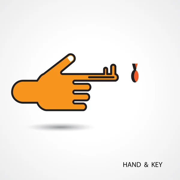 Creatieve toets en hand pictogram abstracte logo ontwerp — Stockvector