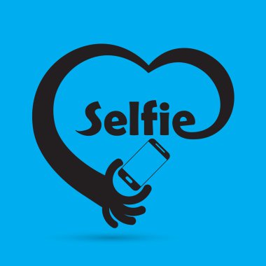 akıllı telefon kavram simgesine selfie portre fotoğraf çekiyorum. selfie