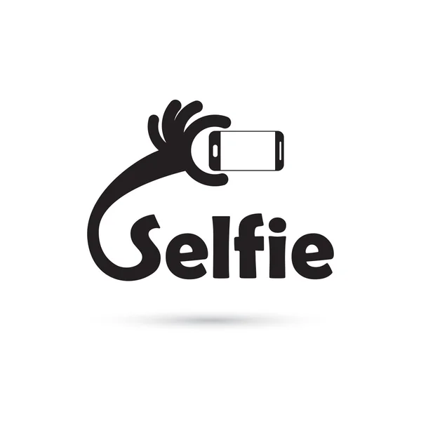 Selfie-Porträtfoto mit Smartphone-Ikone. Selfie — Stockvektor