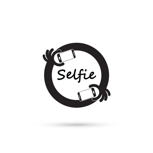 Nemen van selfie Portretfoto op slimme telefoon concept pictogram. selfie — Stockvector