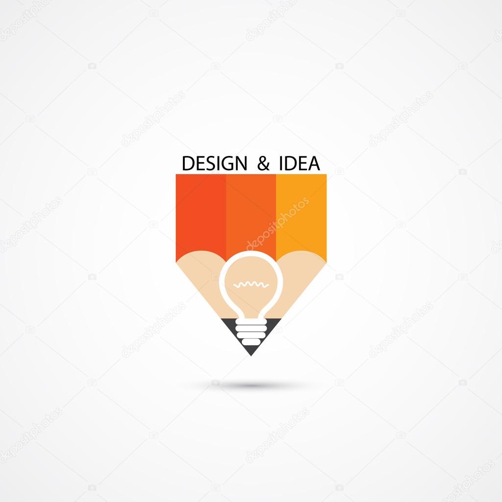Pencil Logo and Creative light bulb idea symbol vector template.