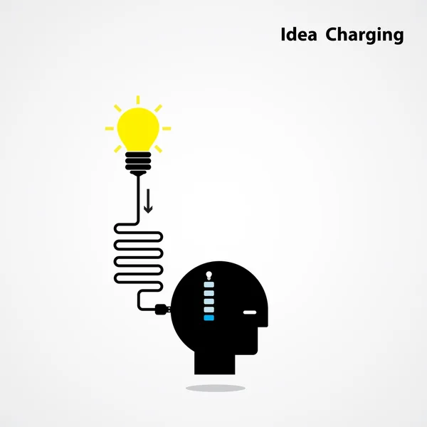 Idea charging idea concept.I need Idea concept. Businessman head — Stock Vector