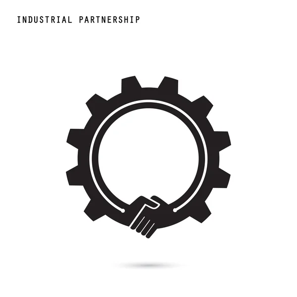創造的な握手サインと産業のアイデア コンセプト背景, — ストックベクタ