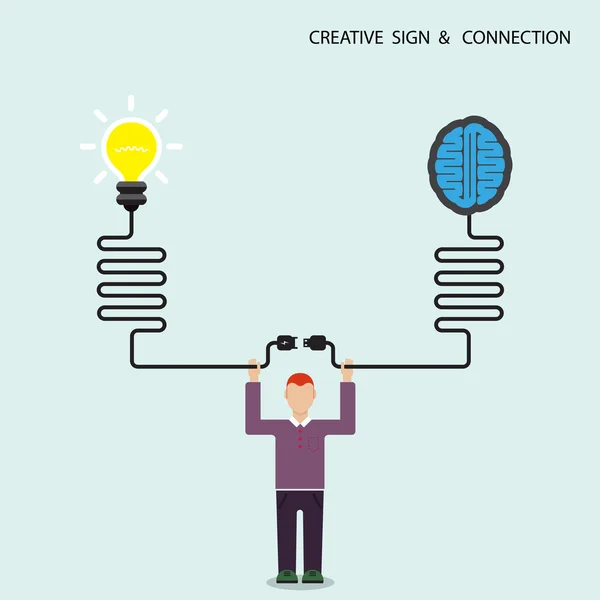 Empresário, financeiro e criativo símbolo cérebro lâmpada, knowl —  Vetores de Stock