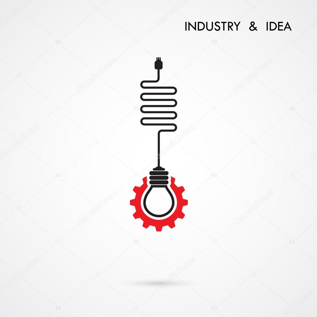 Creative light bulb and gear abstract vector design banner templ