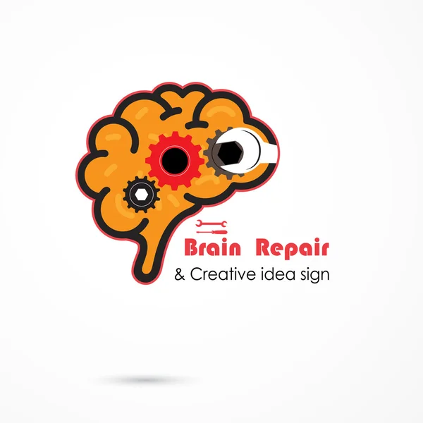 Creative brain repair abstract vector logo design template. Gene — 图库矢量图片