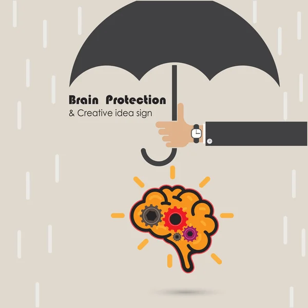 Creative brain protection abstract vector logo design template. — Stockový vektor