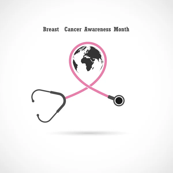 Borst kanker bewustzijn logo ontwerp. Borst kanker bewustzijn mon — Stockvector