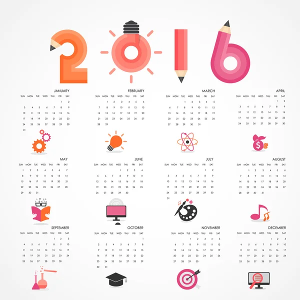 Calendário para 2016 em fundo cinzento.Negócios, educação, ciência , —  Vetores de Stock