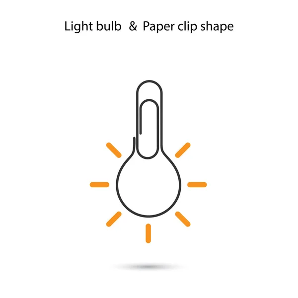 Projeto criativo do logotipo da lâmpada, papel clipe sign.Concept de ideia — Vetor de Stock