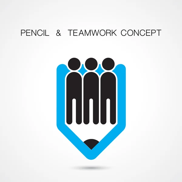 創造的な人々 と鉛筆アイコン抽象的なロゴ デザイン ベクトル temp — ストックベクタ