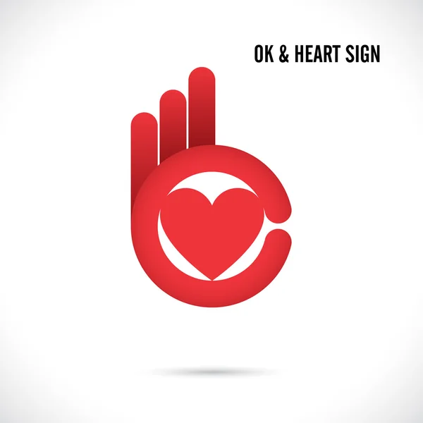 Diseño de logotipo abstracto de mano y forma de corazón creativo. — Vector de stock