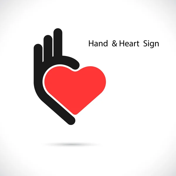 Diseño de logotipo abstracto de mano y forma de corazón creativo. — Vector de stock