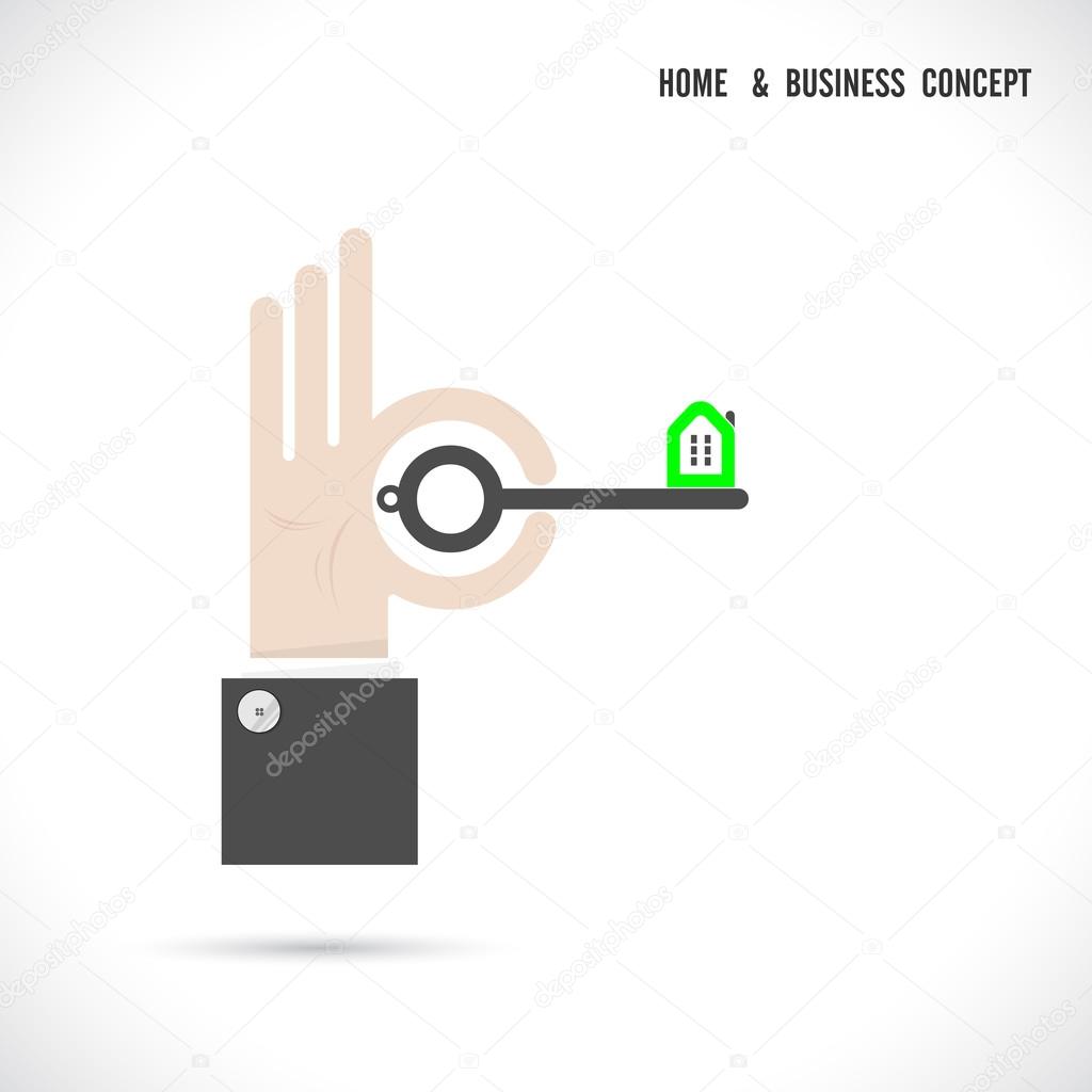 Key and house icon abstract logo vector design with business concept.Corporate business creative logotype symbol. Vector illustration