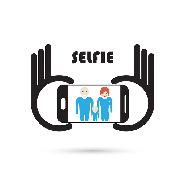 Ta selfie porträttfoto på smart telefon koncept ikonen. selfie — Stock vektor