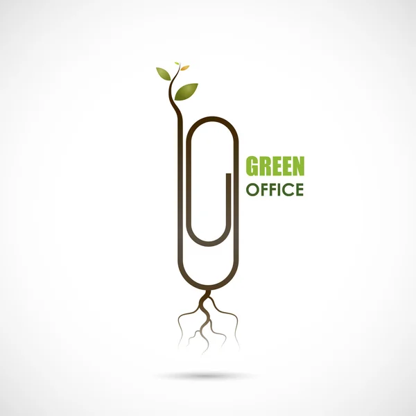 Kreatives Büroklammer-Logo-Design. die Welt retten und grün werden — Stockvektor