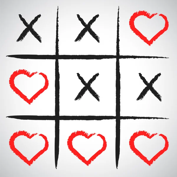 Simple game - X-O game.Hand drawn tic-tac-toe elements.Happy Val — Stock Vector