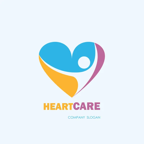Cuidados de saúde & Símbolo médico com forma de coração.Logotipo de cuidados cardíacos, vec — Vetor de Stock