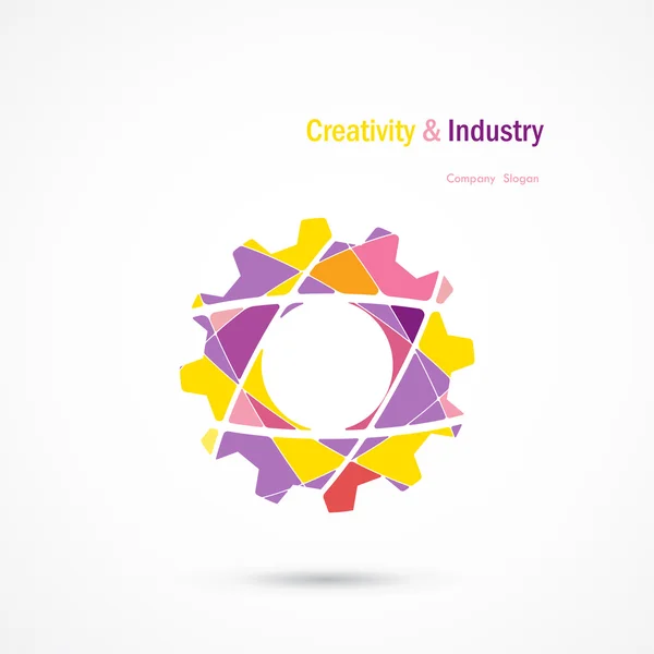 Diseño del logotipo industrial abstracto del vector.Logotipo del engranaje.Educación, industria — Archivo Imágenes Vectoriales