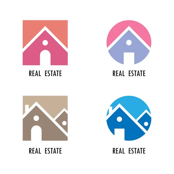 Real estate icons and design elements.Colorful real estate, city — Stock Vector