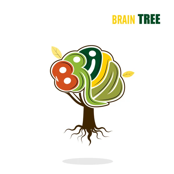 Modelo de logotipo árvore cérebro vetor abstrato. Acho que o conceito verde. Ônibus —  Vetores de Stock