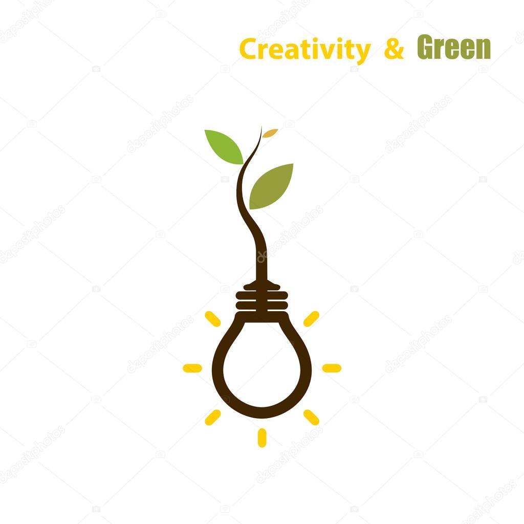 Plant growing inside the light bulb.Green eco energy concept.Tre