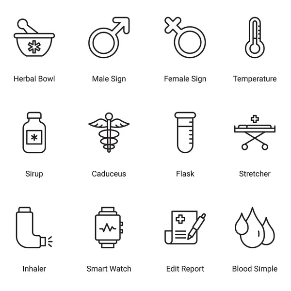 Modern Thin Line Icons Set Hospital Healthcare Professionals Medical Equipment — Stock Vector