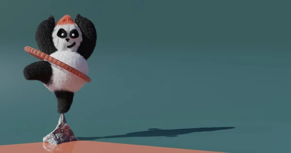 Happy Panda Panda Yoga Rendered Illustration — Stock Photo, Image