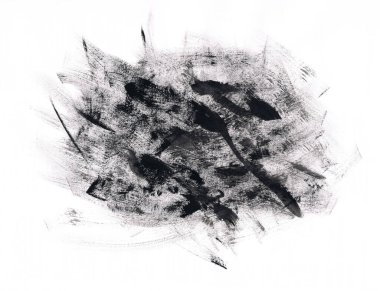 Beyaz arkaplanda soyut siyah boya darbeleri