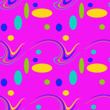 Soyut renkli daireler ve dalgalarla pembe arkaplan