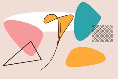 Soyut minimalist boho şekilleri iz bırakır. Modern minimalist sanat. Boho grafik tasarımı. Tarafsız pastel renkler.