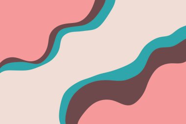 Dalgalı soyut minimalist çağdaş arka plan. Boho tarzı. düz dizayn turuncu, kahverengi ve mavi