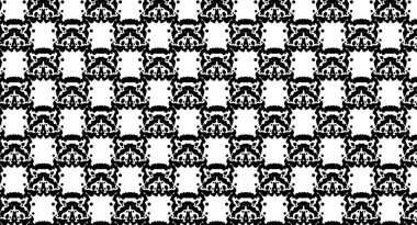 Tekstil, ambalaj kağıdı, duvar kağıdı, baskılar için soyut simetrik siyah beyaz desen.