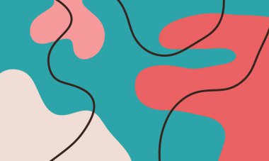 Soyut, minimalist, evrensel sanatsal arka plan şablonu turkuaz, kırmızı ve pembe. Kapak, davetiye, afiş, broşür, poster, kart veya el ilanı için iyi