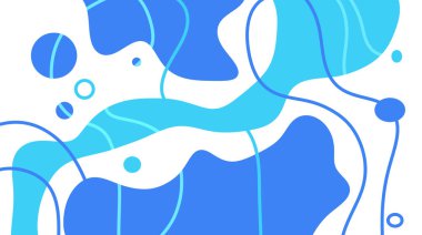 Modayı takip eden soyut mavi arka plan biçimlerinin ve çizgilerin kompozisyonu. minimalist, evrensel sanatsal şablon