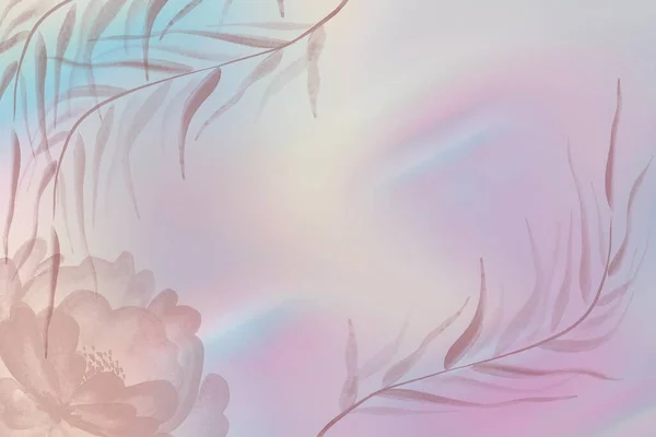 Abstracte Pastel Wazig Achtergrond Met Aquarel Bloemen — Stockfoto
