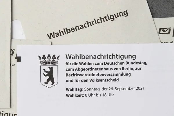Berlin Deutschland August 2021 Wahlbenachrichtigung Einladung Zur Bundestagswahl Deutschland — Stockfoto