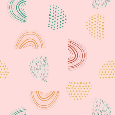 Karalama gökkuşaklı, soyut, pürüzsüz desen. El çizimi çocukların resim stilinde muhteşem renkli gökkuşağı