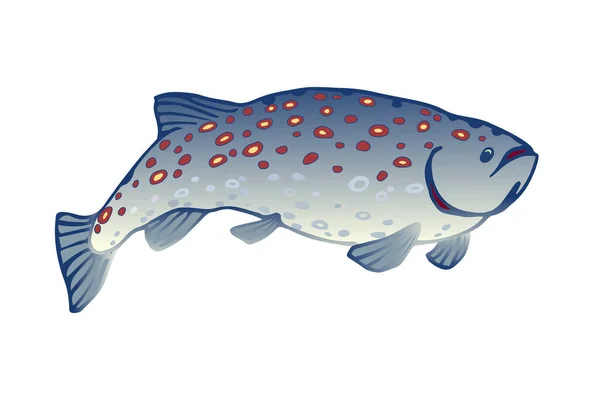 Атлантическая Пятнистая Форель Лосось Коммерческая Рыба Морской Хищник Вкусная Еда — стоковый вектор