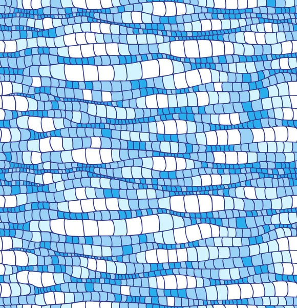 Elvont Varrat Nélküli Minta Kék Hullámok Texturált Vízfelület Dekoratív Mozaik — Stock Vector