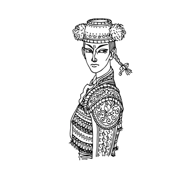 Femme Toreador Veste Fête Casquette Traditionnelle Caractère Corrida Espagnole Symbole — Image vectorielle