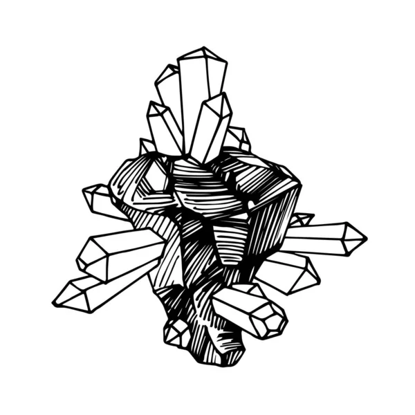 Astéroïde Avec Des Minéraux Pierre Magique Volante Avec Des Pierres — Image vectorielle