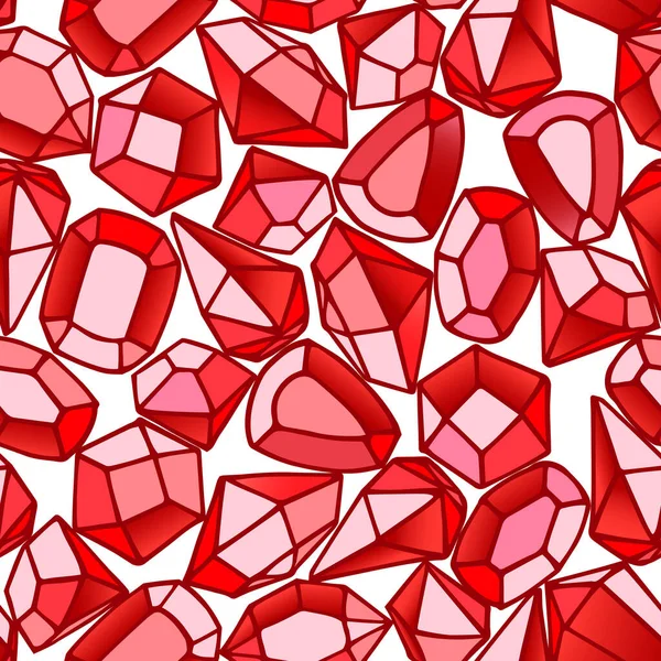 Patrón Sin Costuras Piedras Preciosas Rubíes Rojos Cristales Vidrio Para — Vector de stock