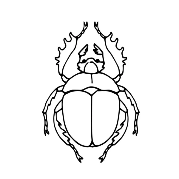 Dung Beetle Scarabaeus Ancient Egypt Sacred Symbol Vector Illustration Black — Stock Vector