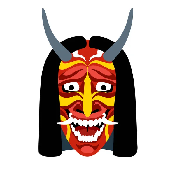 Hannya Japon Tiyatro Maskesi Kızgın Kıskanç Bir Kadının Iblisin Canavarın — Stok Vektör