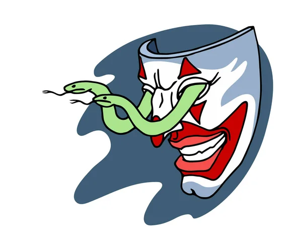 Μια Χαμογελαστή Μάσκα Τζόκερ Φίδια Στις Κόγχες Των Ματιών Ένα — Διανυσματικό Αρχείο