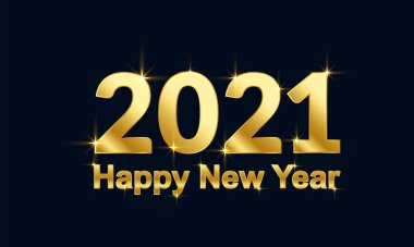 2021 Yeni Yıl bayrağı, Mutlu Yıllar 2021 Koyu siyah arkaplan ve altın rengi metin ile yeni yıl afişi