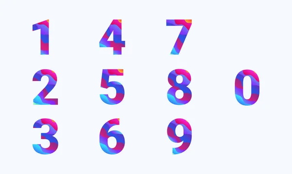 Mehrfarbige Zahlen Null Eins Zwei Drei Vier Fünf Sechs Sieben — Stockvektor